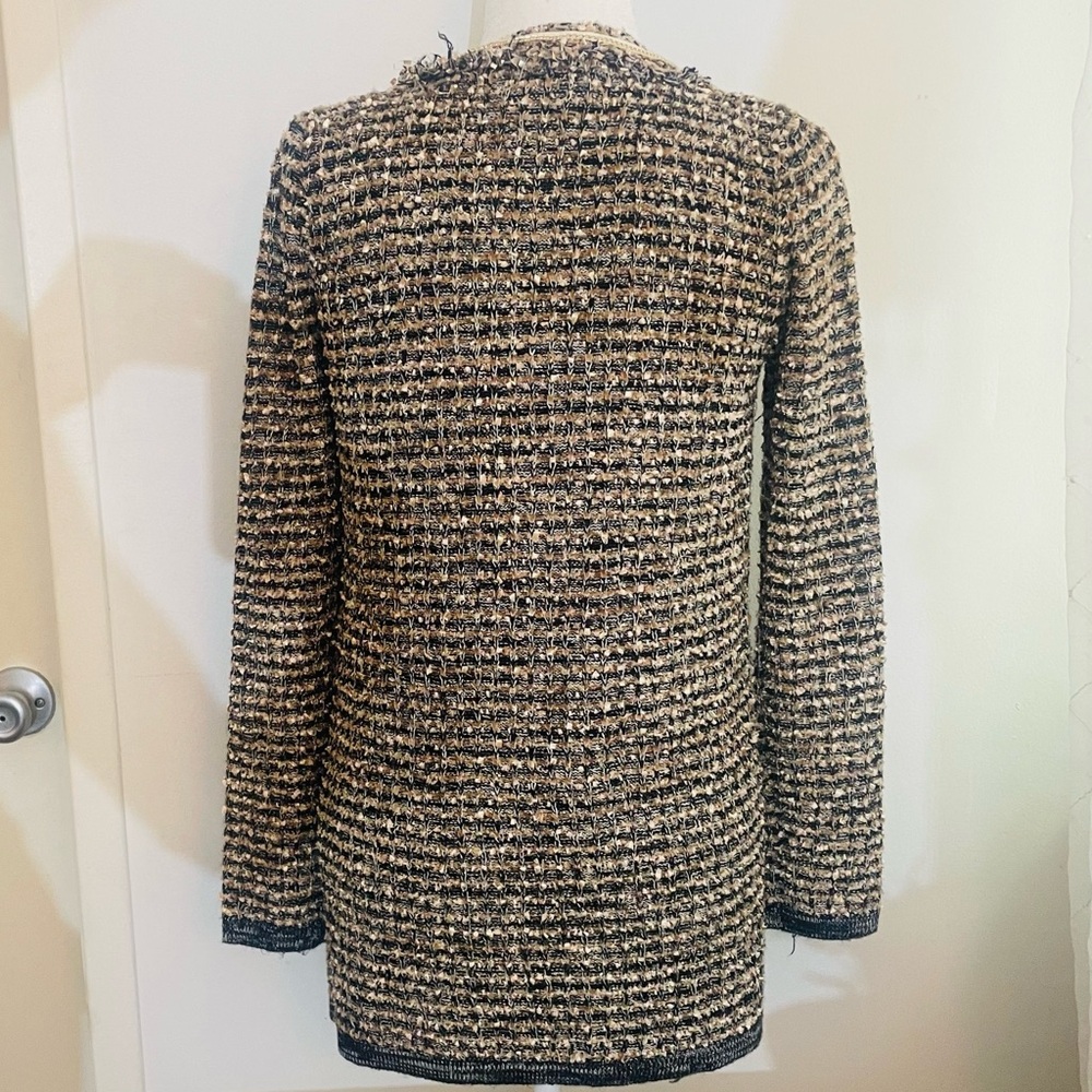 Beulah Style S/M inspired tweed long cardigan. With chain detail & more - Picture 7 of 10